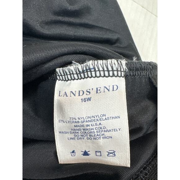 Vintage Lands End Solid Black Womens Swimsuit One Piece‎ Ruched Plus Size 16W - Picture 5 of 6